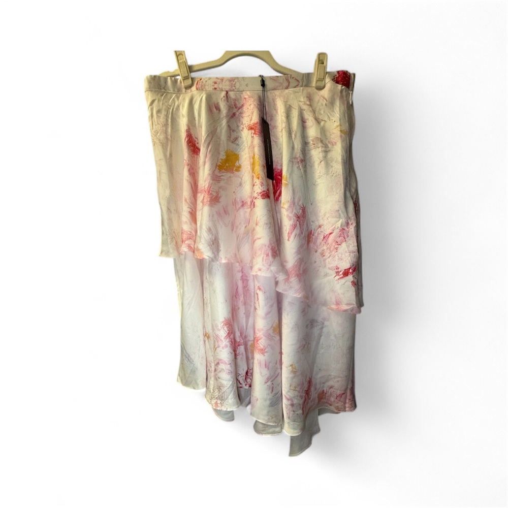 BCBGMaxAzria Asymmetrical Skirt in Pink and White